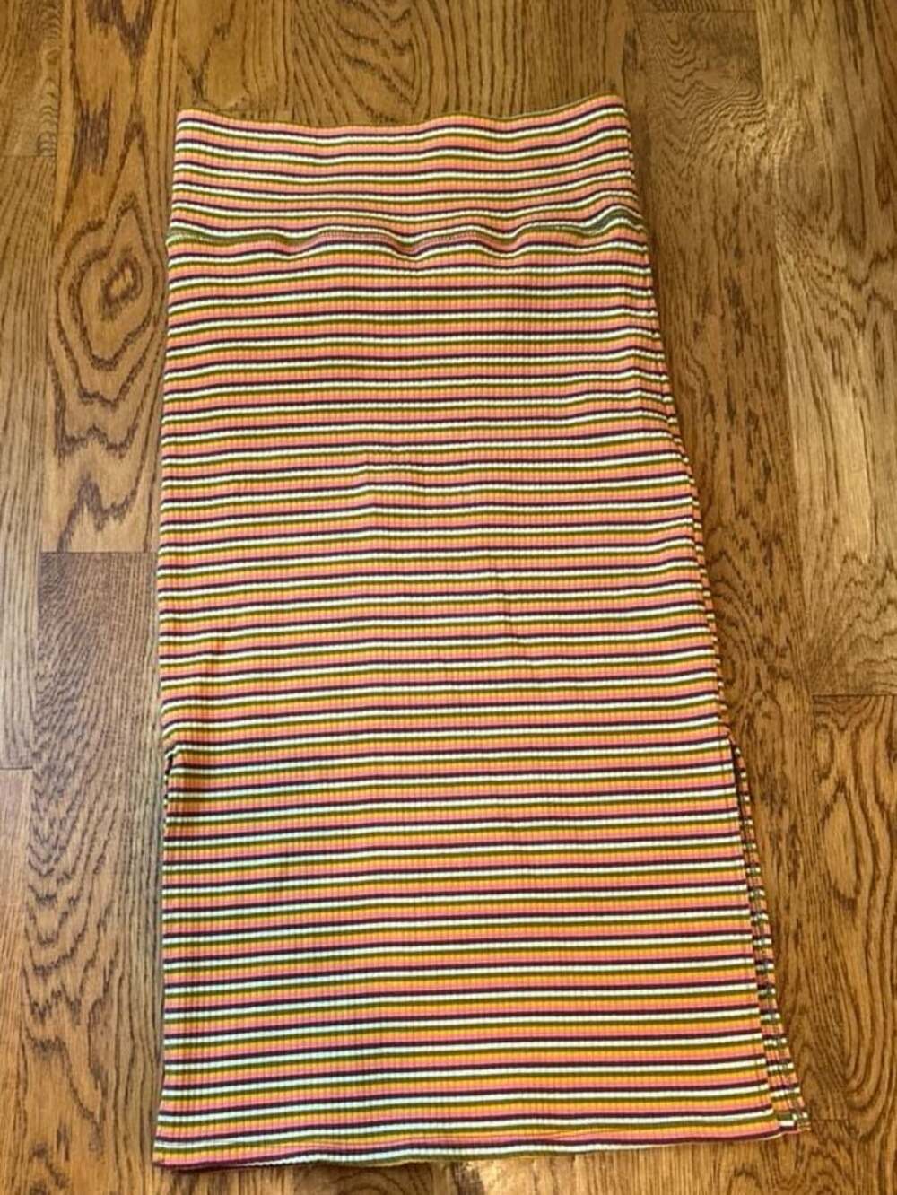 Aerie Multi-Color Striped Ribbed Midi Skirt with Side Slit Size S/P